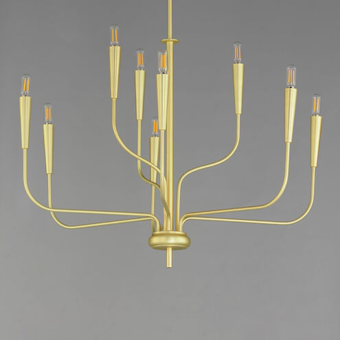 Vela 9 Light 32 inch Satin Brass Multi-Tier Chandelier Ceiling Light