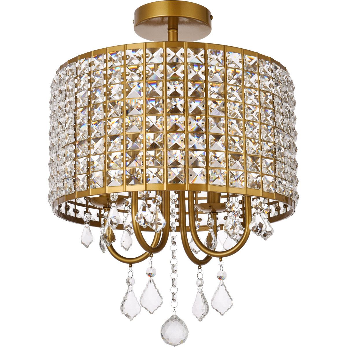 Elise 4 Light 14 inch Brass Flush Mount Ceiling Light