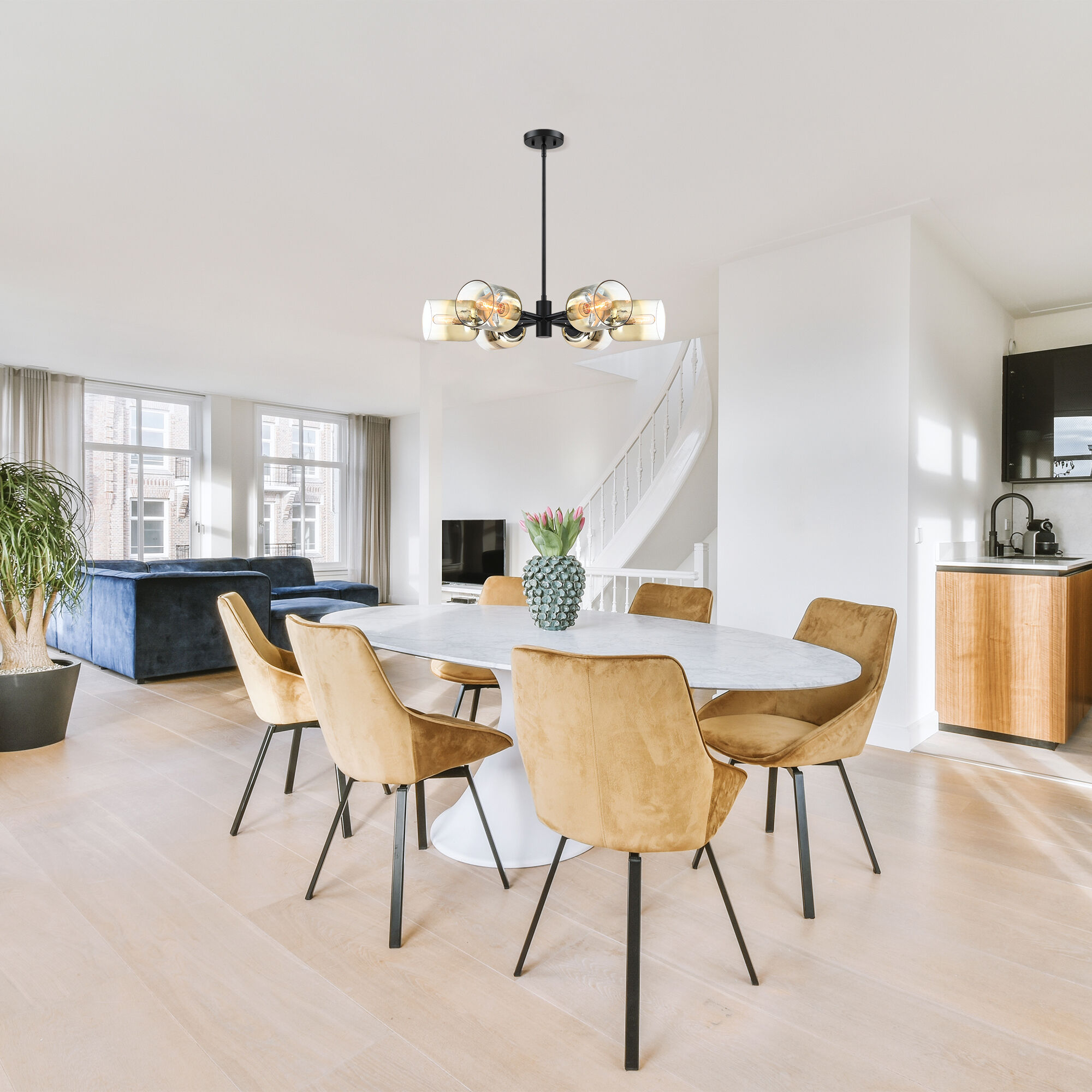 Gatsby 6 Light 28 inch Matte Black Chandelier Ceiling Light