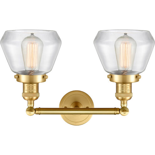 Franklin Restoration Fulton 2 Light 17 inch Satin Gold Bath Vanity Light Wall Light in Clear Glass, Franklin Restoration
