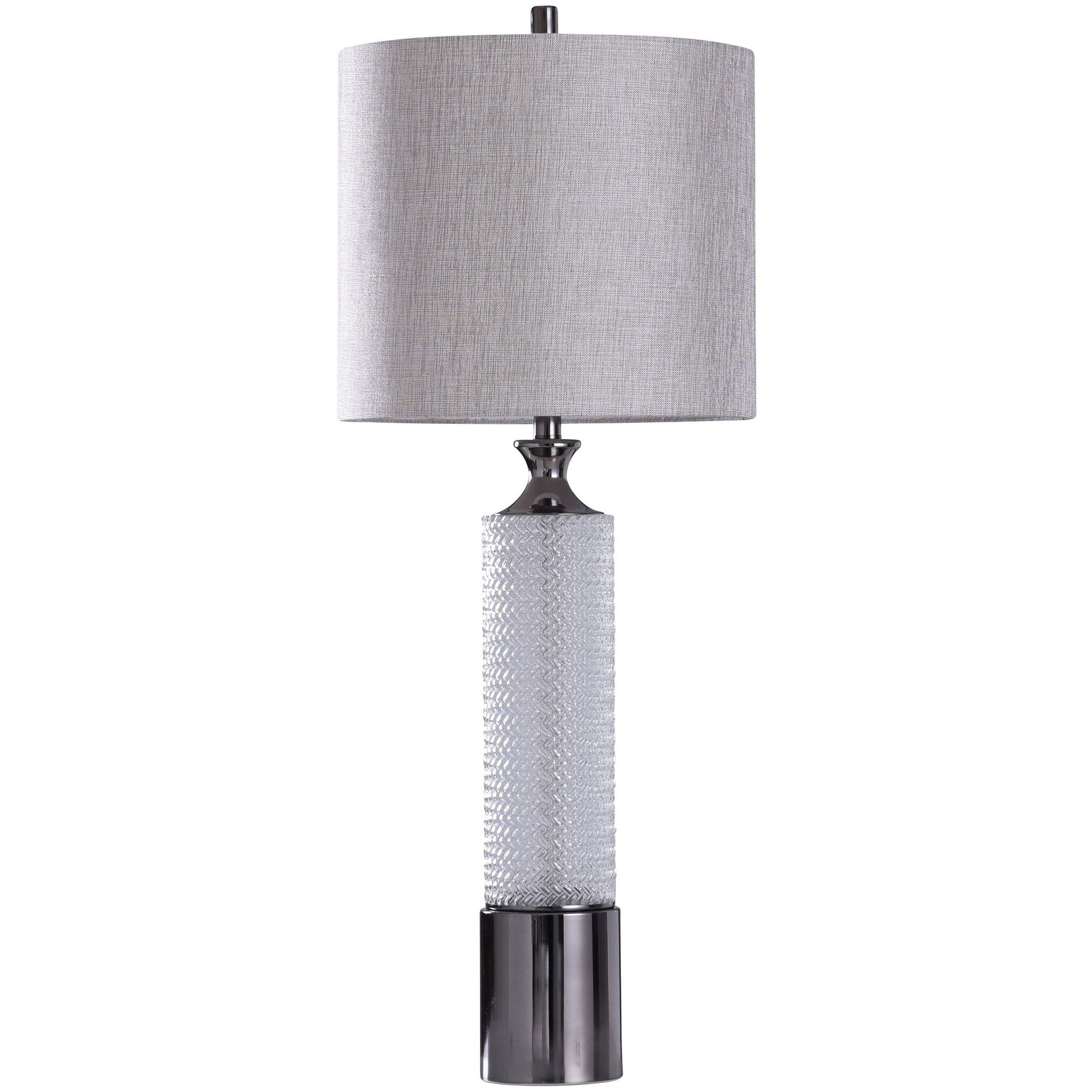Walsall 38 inch 150 watt Clear and Steel Table Lamp Portable Light