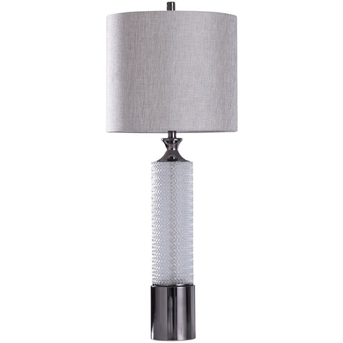 Walsall 13 inch 150 watt Clear and Steel Table Lamp Portable Light