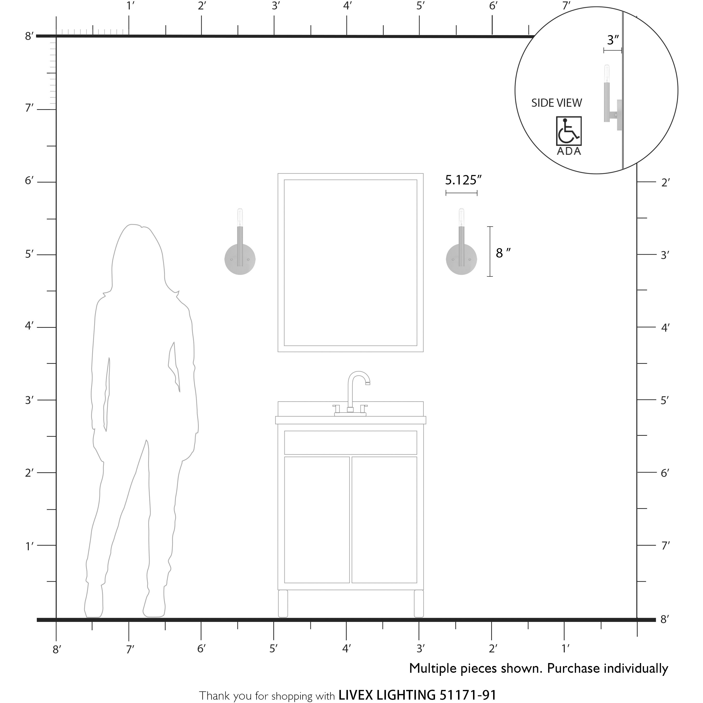 Copenhagen 1 Light 5.13 inch Brushed Nickel ADA Wall Sconce Wall Light, Single