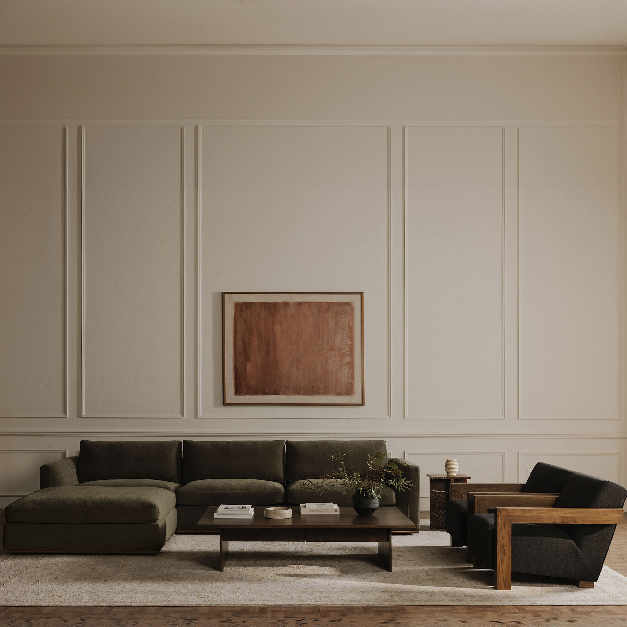 Rue Green Modular Sectional, Classic L