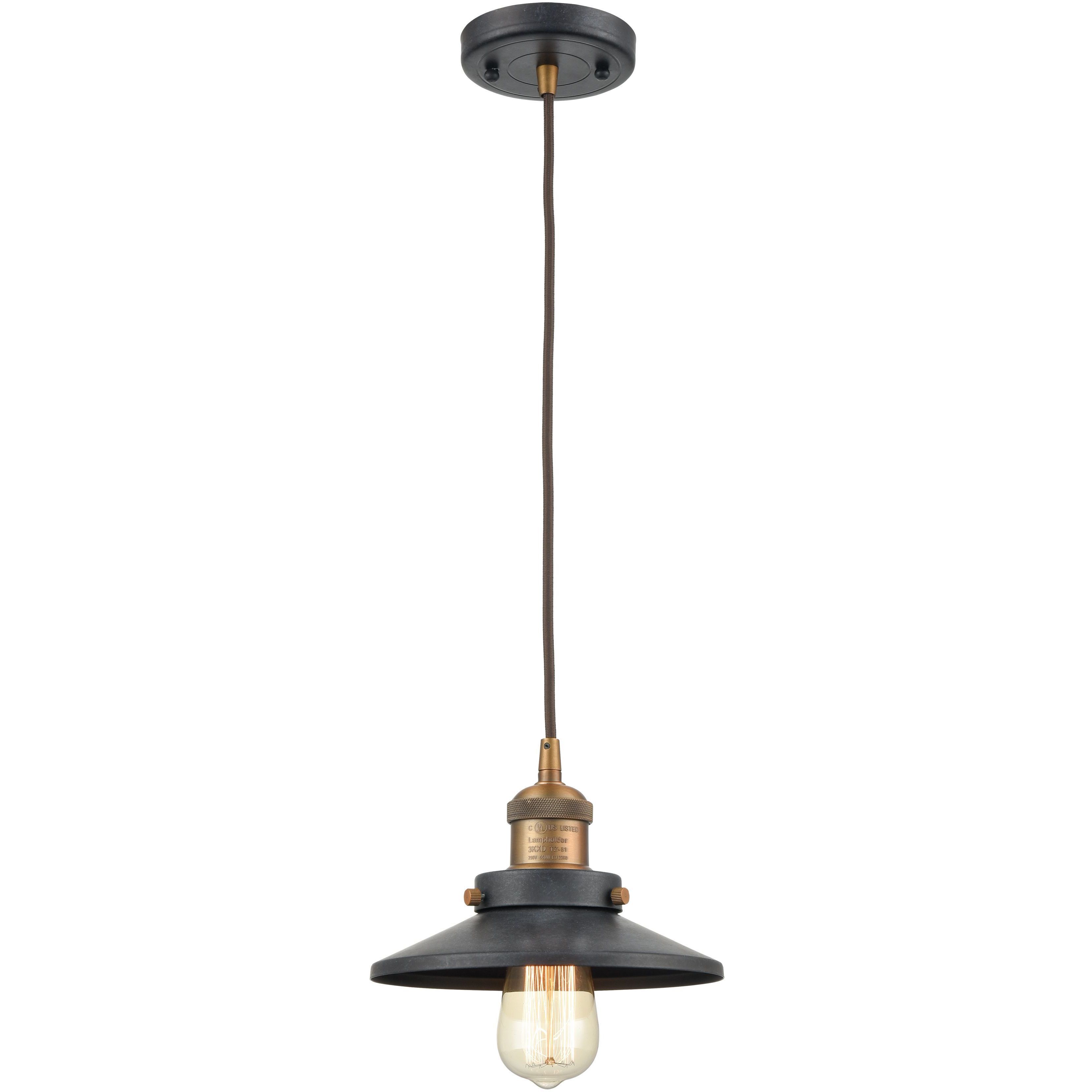 English Pub 1 Light 8 inch Antique Brass Mini Pendant Ceiling Light