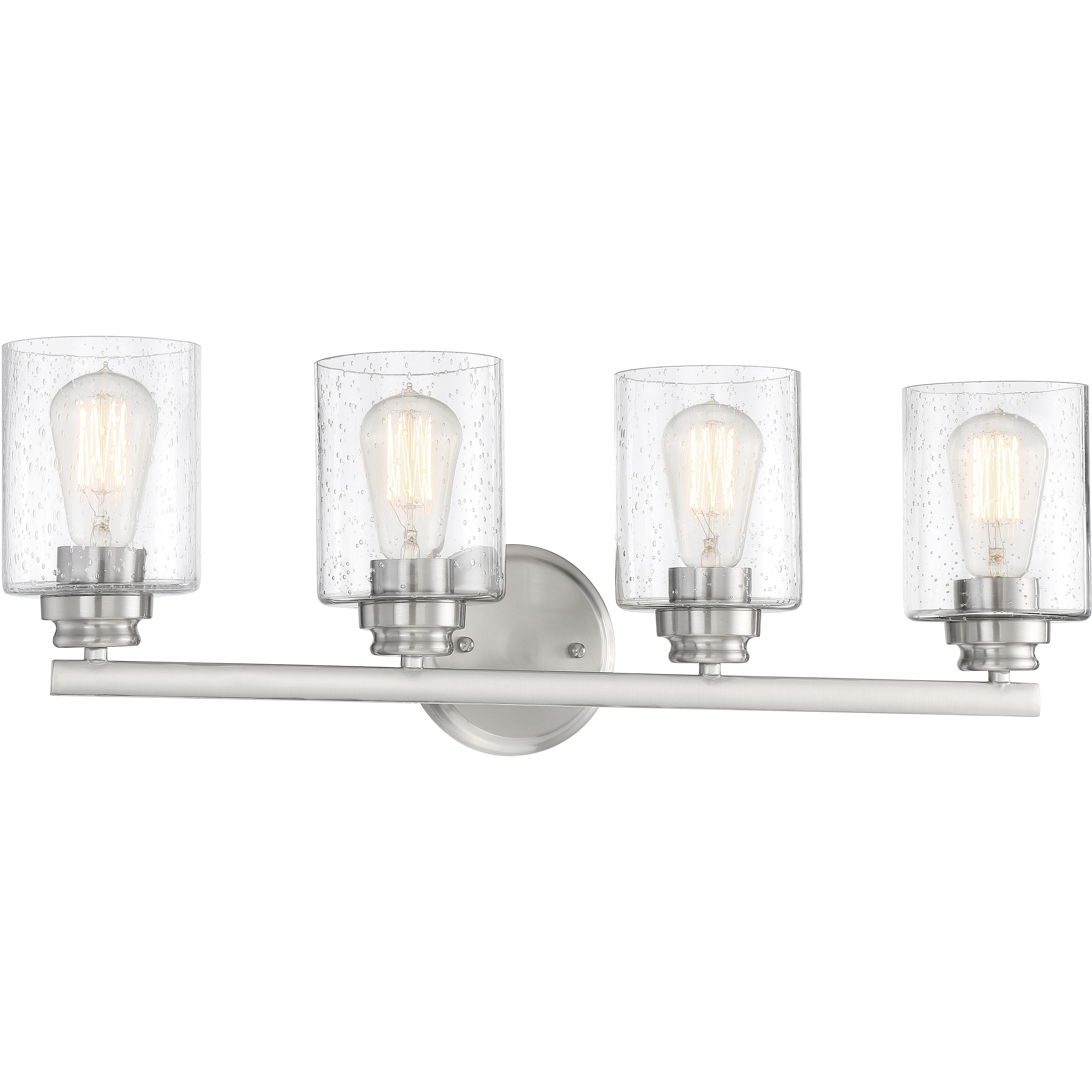 Neighborhood Bolden 4 Light 25 inch Brushed Polished Nickel Vanity Light Wall Light in Clear Seeded, Neighborhood Collection