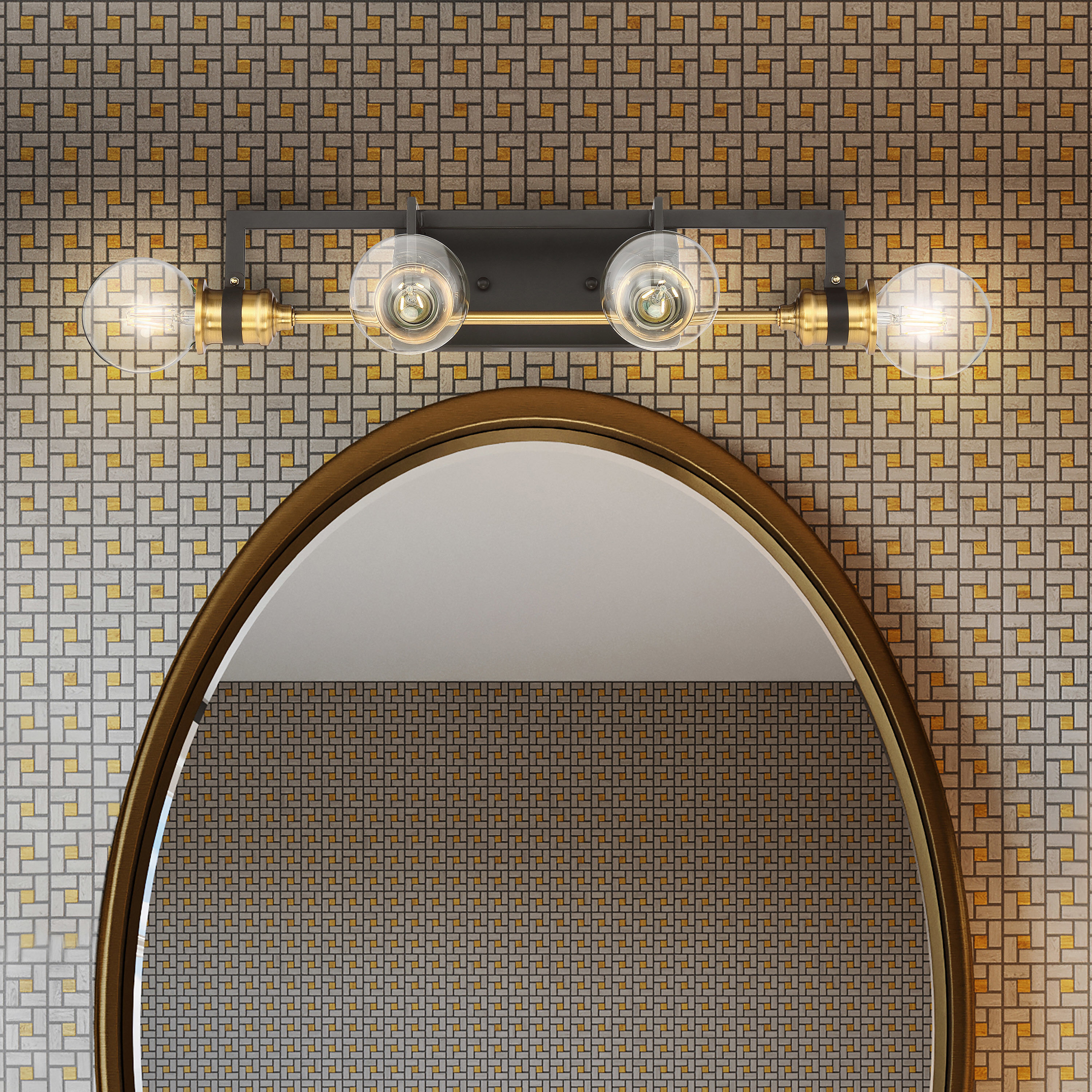 Intention 4 Light 22 inch Warm Brass and Black Vanity Light Wall Light