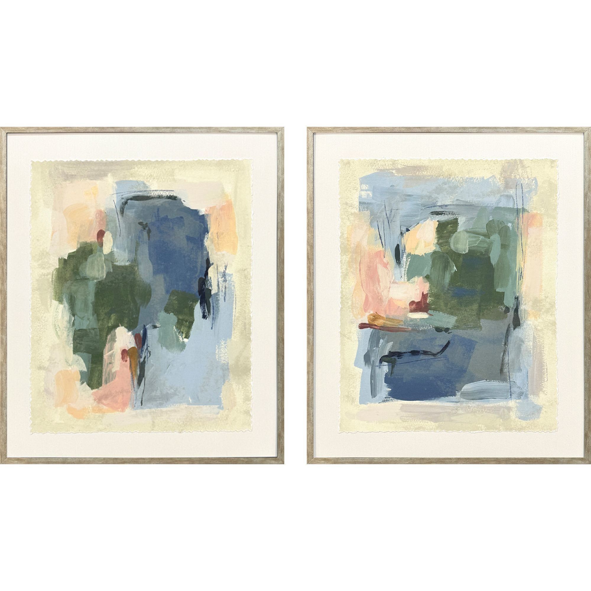 Palette Map Blue and Green and Pink and Rust Framed Art