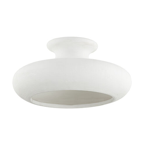 Annie 1 Light 16 inch Aged Brass and Ceramic White Semi Flush Ceiling Light