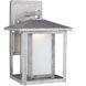 Hunnington 1 Light 11 inch Weathered Pewter Outdoor Wall Lantern, Small