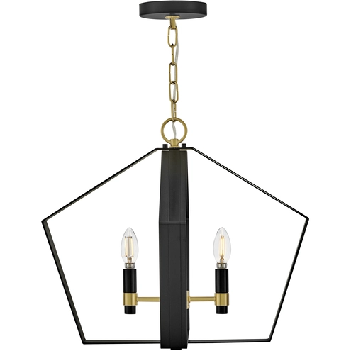 Sammi 2 Light 20 inch Black with Lacquered Brass Pendant Ceiling Light