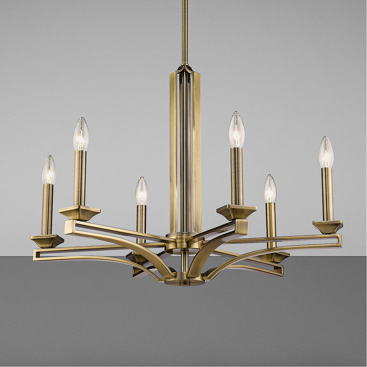 Trumbull 6 Light 26 inch Antique Brass Chandelier Ceiling Light