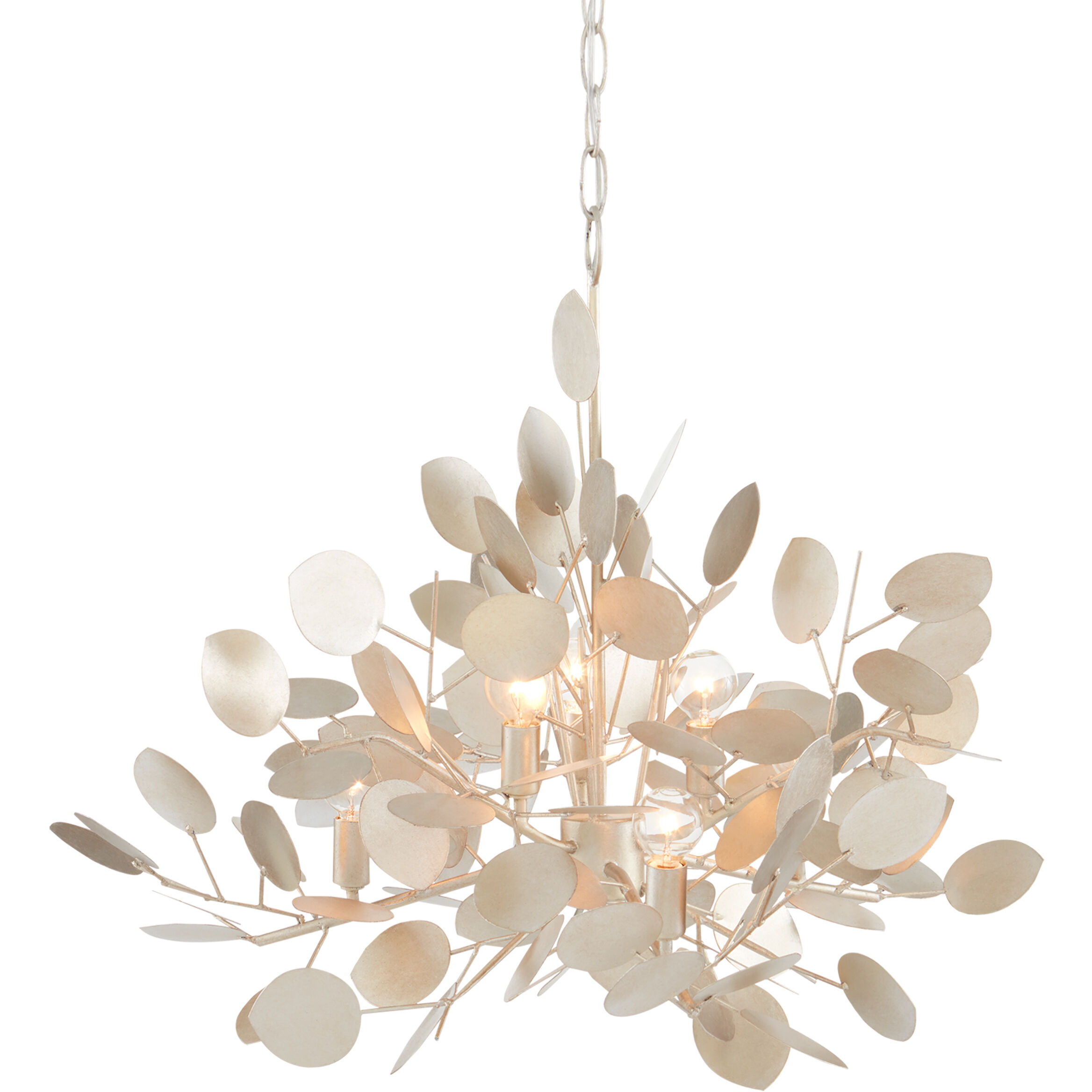 Lunaria 6 Light 34.5 inch Contemporary Silver Leaf Chandelier Ceiling Light