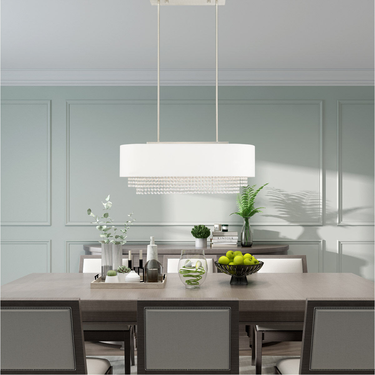 Carlisle 3 Light 31 inch Brushed Nickel Linear Chandelier Ceiling Light