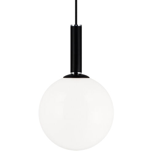 Stellar 1 Light 9.88 inch Black Pendant Ceiling Light in Black and Opal Glass