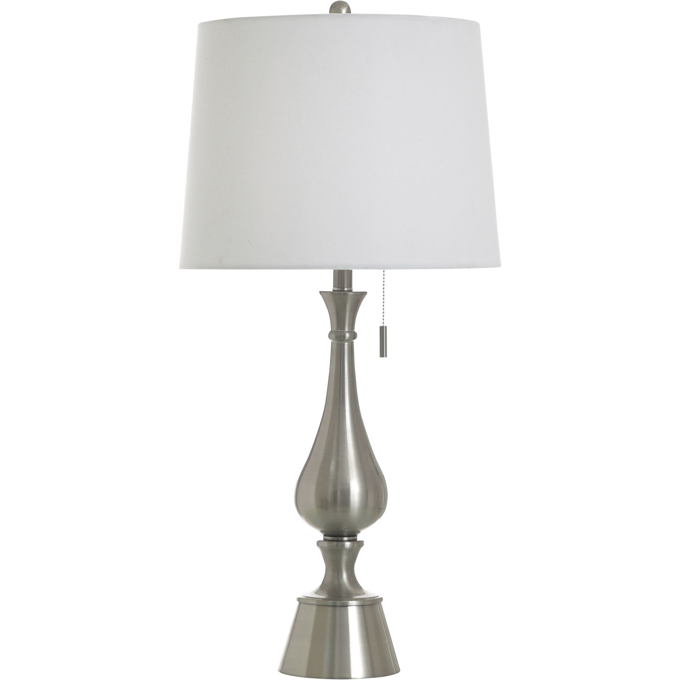 Cameron 33 inch 100 watt Brushed Steel and White Table Lamp Portable Light