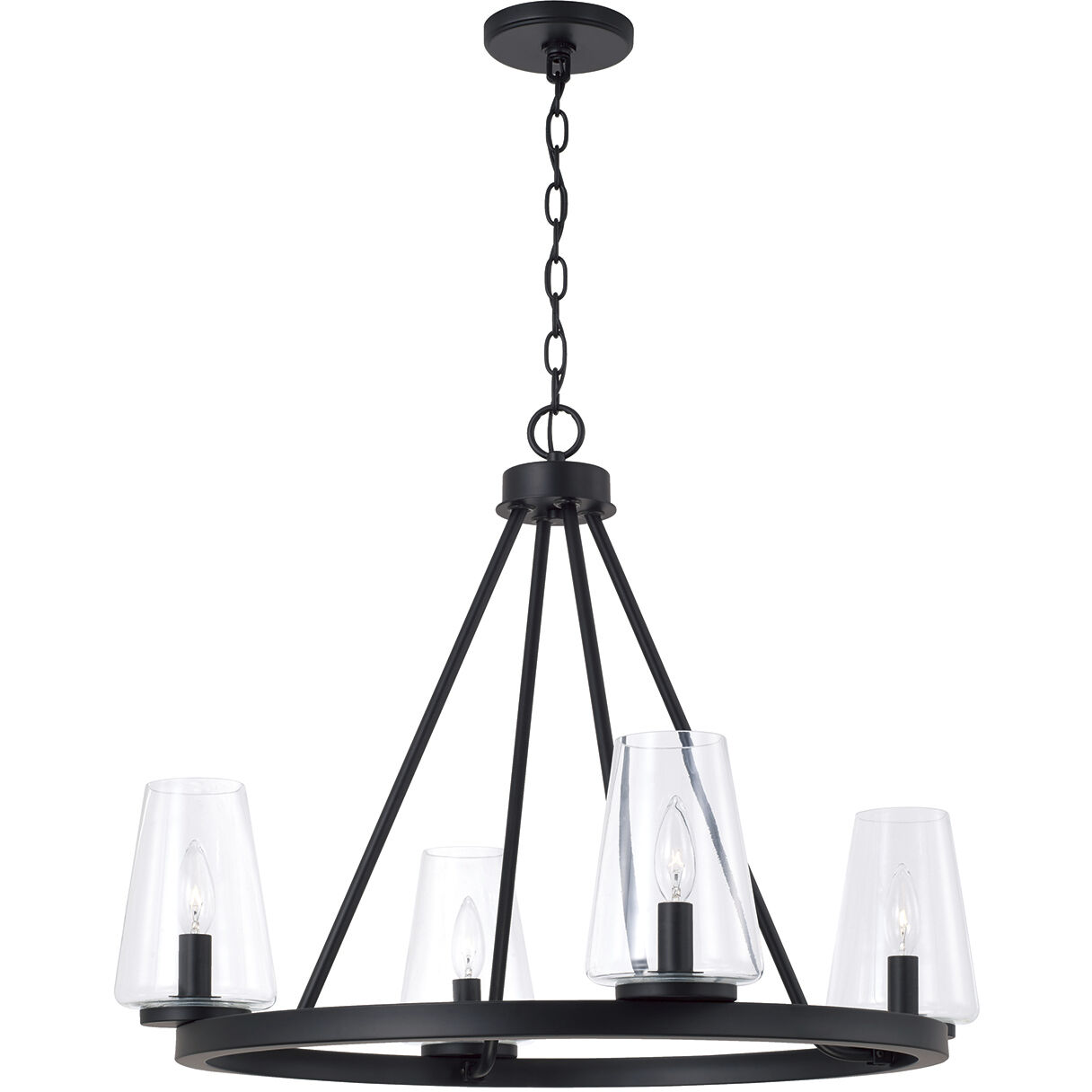Aaron 4 Light 28 inch Matte Black Chandelier Ceiling Light