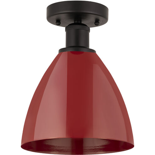 Edison Plymouth Dome 1 Light 8 inch Oil Rubbed Bronze Semi-Flush Mount Ceiling Light in Red