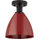 Edison Plymouth Dome 1 Light 8 inch Oil Rubbed Bronze Semi-Flush Mount Ceiling Light in Red