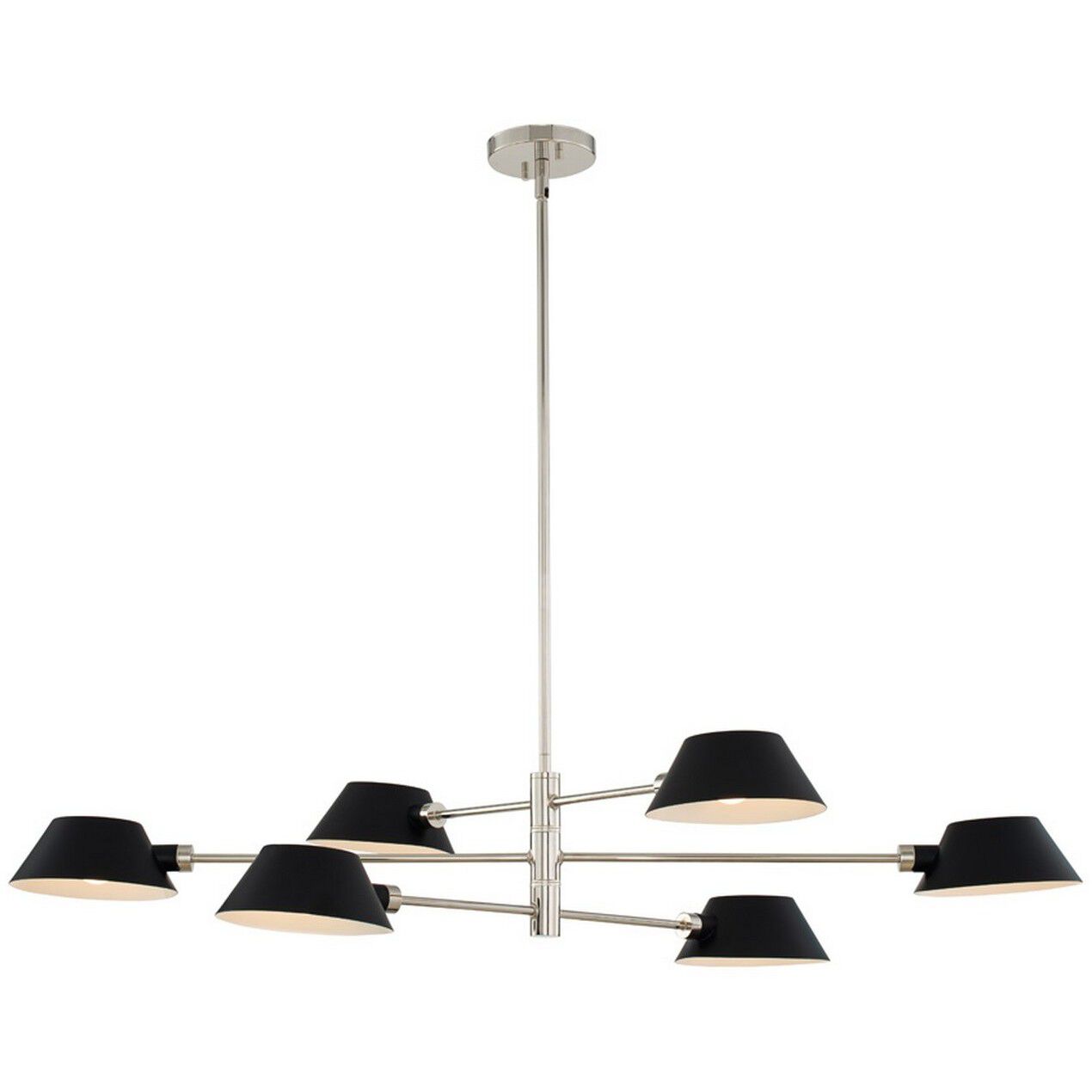 Bruno Island Linear Ceiling Light in Matte Black With Polished Nickel, Matte Black