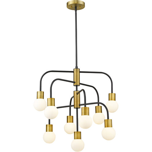 Neutra 9 Light 26.5 inch Matte Black and Foundry Brass Chandelier Ceiling Light