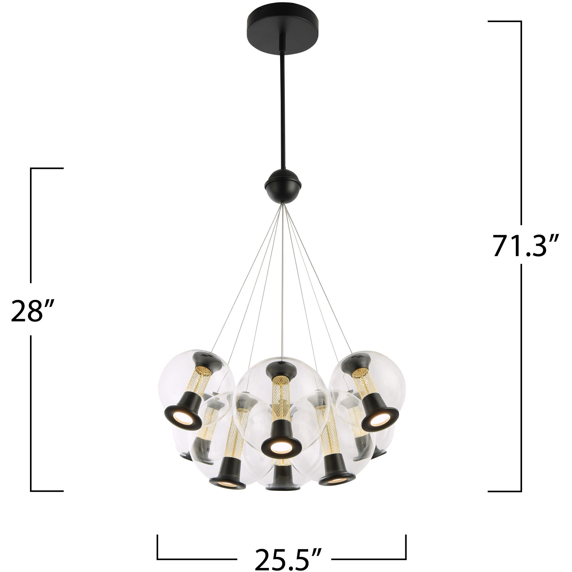Arlo LED 25.5 inch Black Chandelier Ceiling Light