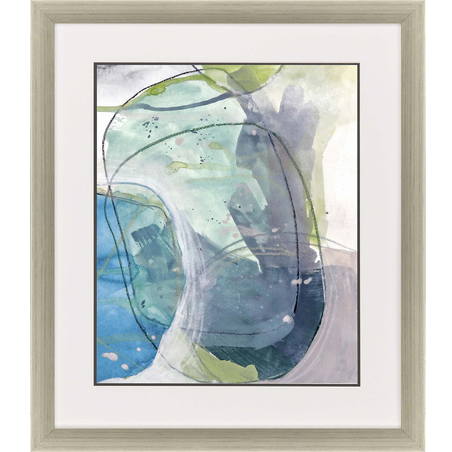 Sea Stone Turquoise and Green and Blue and Gray Framed Art