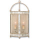 Corsica 2 Light 11 inch Harlow Silver Leaf/Antique Mirror Wall Sconce Wall Light