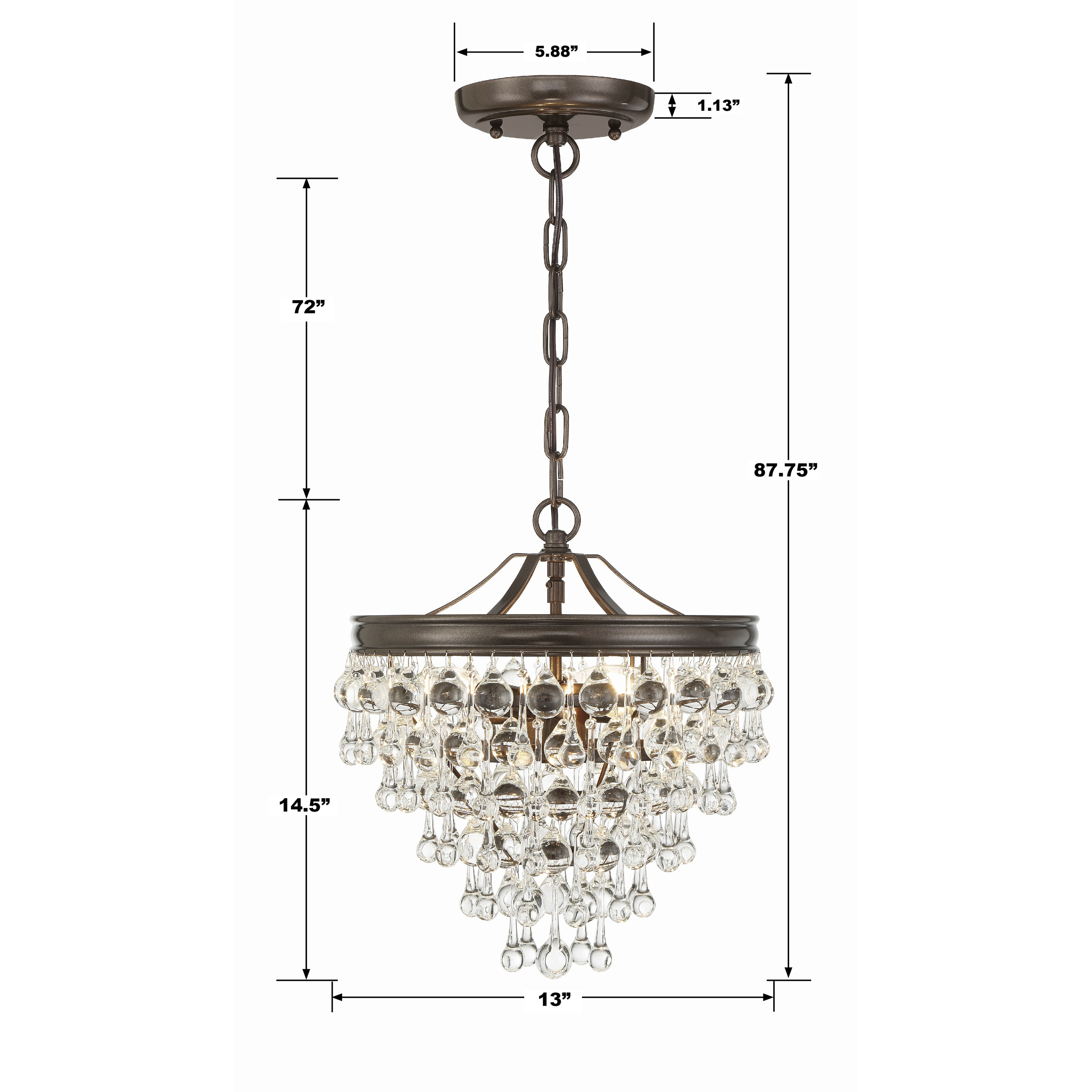 Calypso 3 Light 13 inch Vibrant Bronze Mini Chandelier Ceiling Light