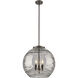 Ballston Athens Deco Swirl 3 Light 17.88 inch Oil Rubbed Bronze Statement Pendant Ceiling Light in Incandescent, Light Smoke Deco Swirl Glass