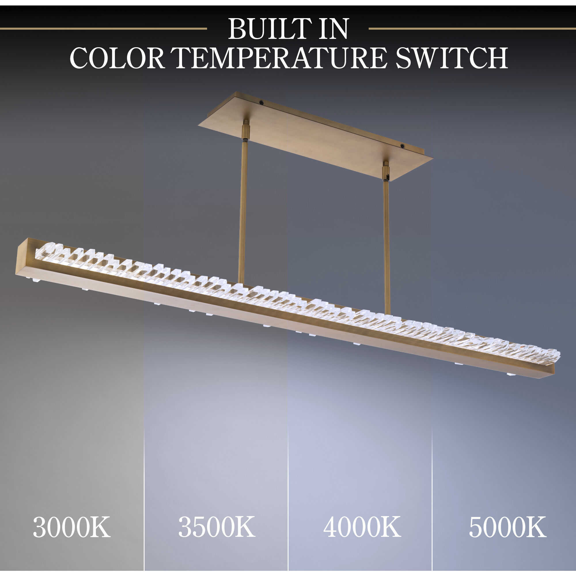 Beyond Frozen LED 47.25 inch Aged Brass Linear Pendant Ceiling Light