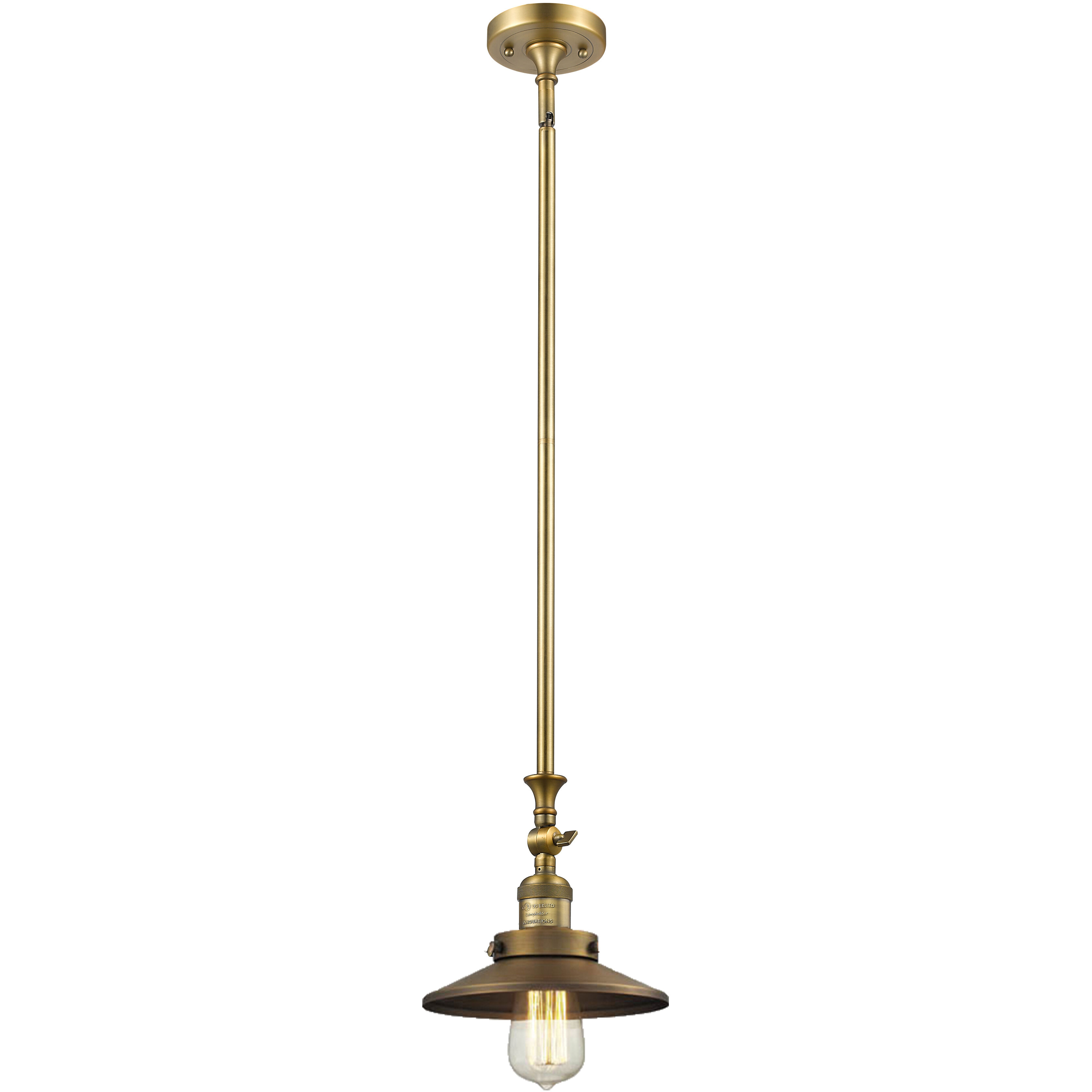Franklin Restoration Railroad 1 Light 8 inch Brushed Brass Mini Pendant Ceiling Light in Incandescent, Franklin Restoration