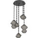 Mesa LED 22.9 inch Matte Black Multi-Pendant Ceiling Light in 3000K LED, Smoke, Rectangular Chain