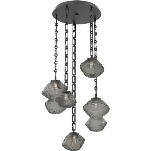 Mesa LED 22.9 inch Matte Black Multi-Pendant Ceiling Light in 3000K LED, Smoke, Rectangular Chain