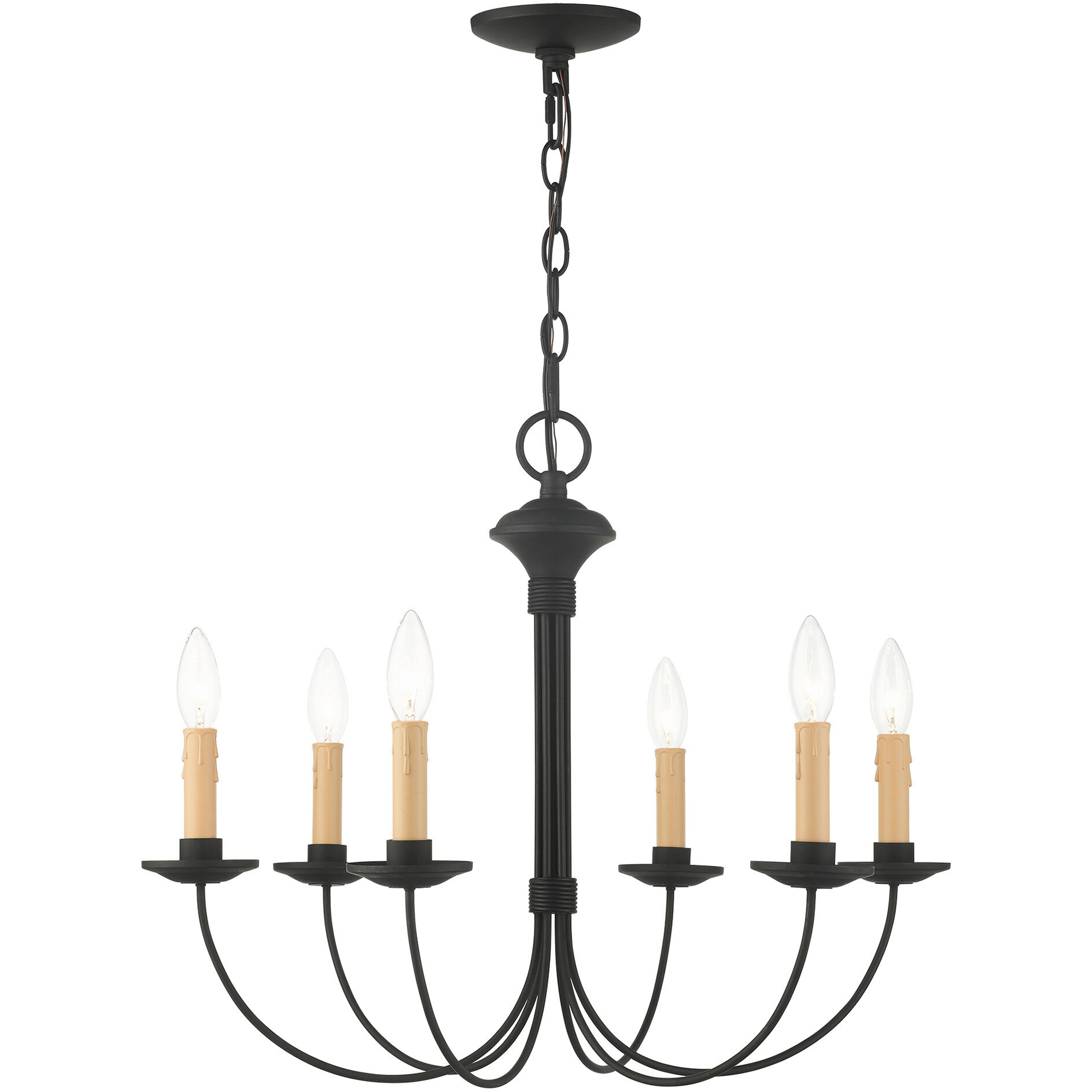 Heritage 6 Light 23 inch Black Chandelier Ceiling Light