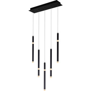 Flute LED 6 inch Black Chandelier Ceiling Light