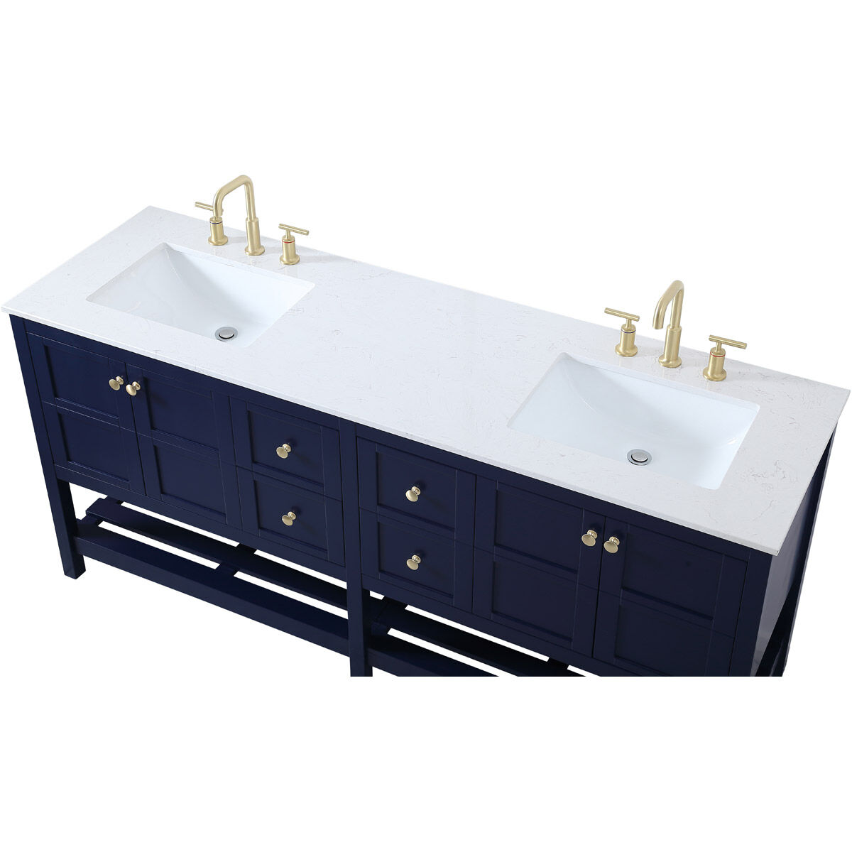 Theo 72 X 22 X 34 inch Blue Vanity Sink Set
