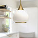 Alora Mood Hazel Pendant Ceiling Light in Aged Gold, Matte Opal Glass