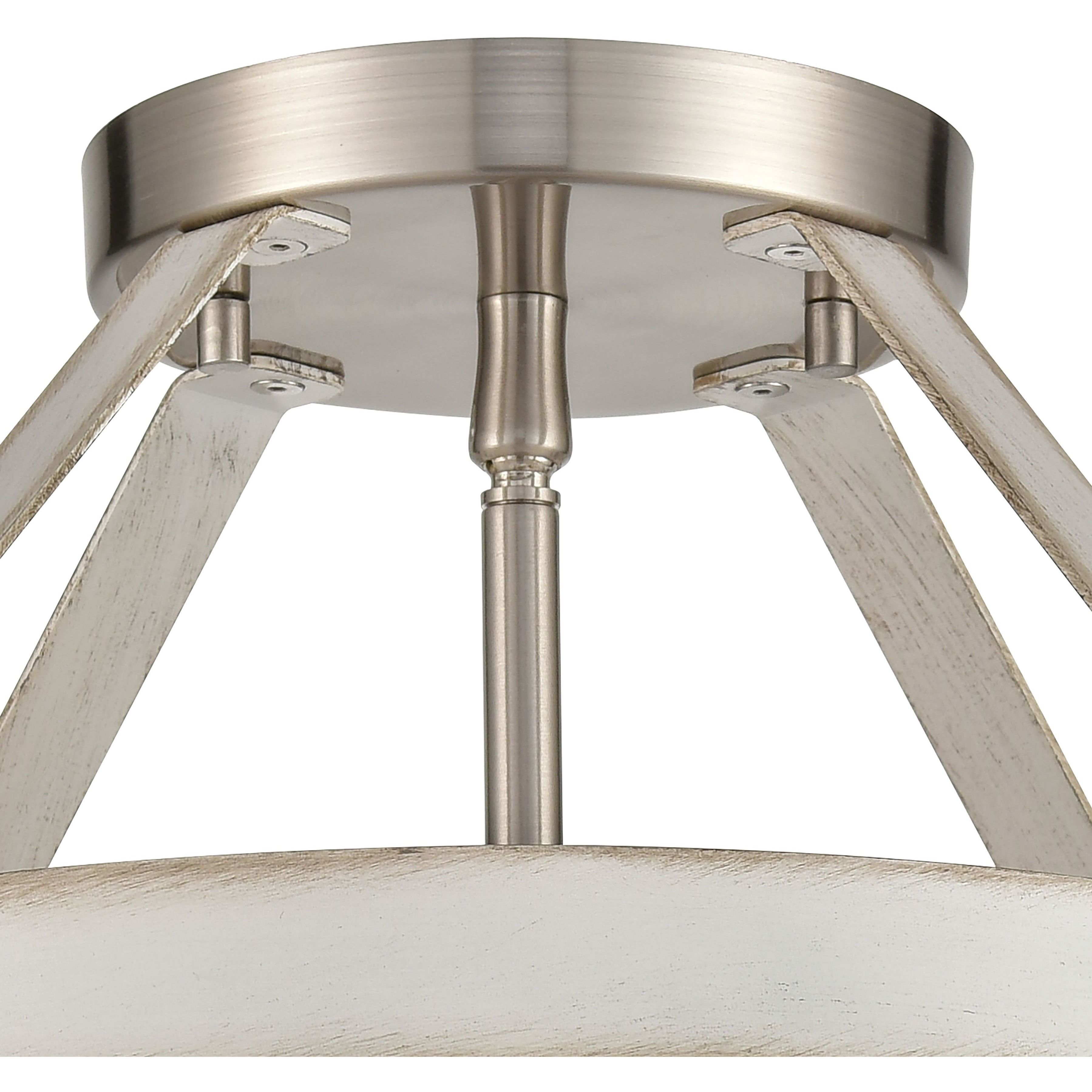Brigantine 2 Light 15 inch Weathered White with Satin Nickel Semi Flush Mount Ceiling Light