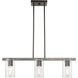 Clarion 3 Light 30 inch Black Chrome Linear Chandelier Ceiling Light