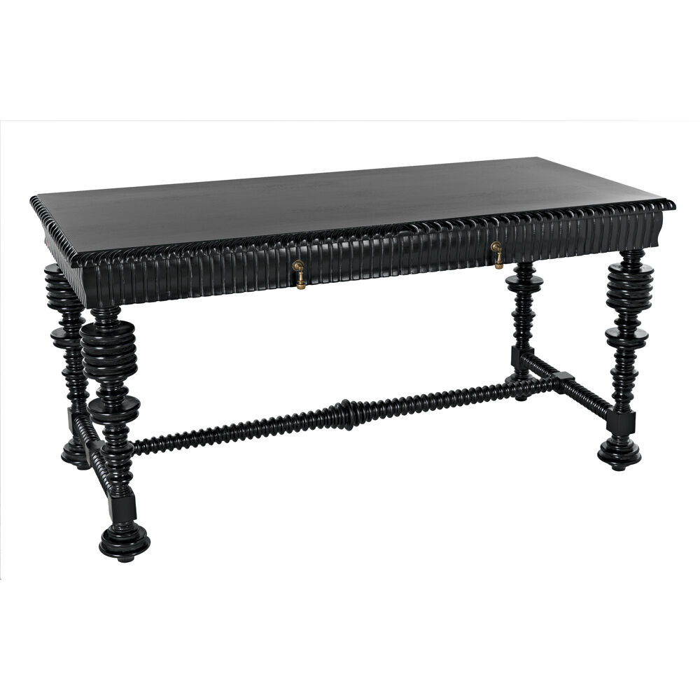 Portuguese 60 X 28 inch Hand Rubbed Black Desk, Small