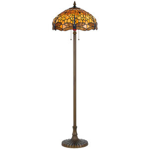 Tiffany 60 inch 60 watt Antique Brass Floor Lamp Portable Light