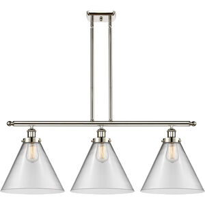 Ballston X-Large Cone LED 36 inch Polished Nickel Island Light Ceiling Light in Clear Glass
