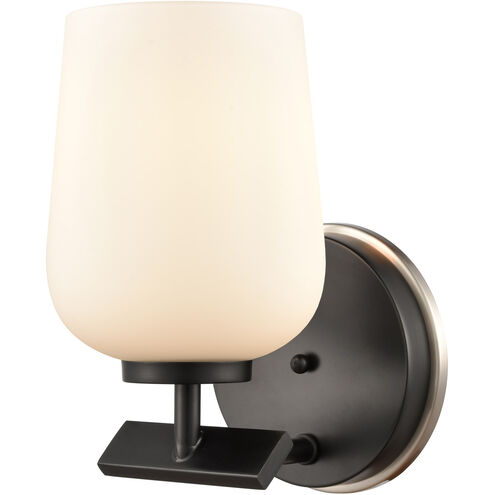 Remy LED 5 inch Black Satin Nickel Bath Vanity Light Wall Light in White Glass