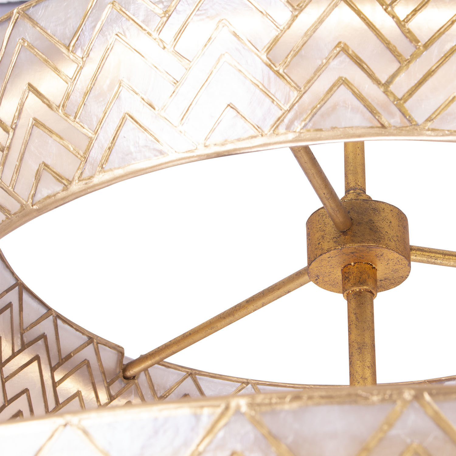 Geo 39 inch Oxidized Gold Leaf Pendant Ceiling Light