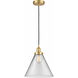 Edison Cone 1 Light 12 inch Satin Gold Mini Pendant Ceiling Light