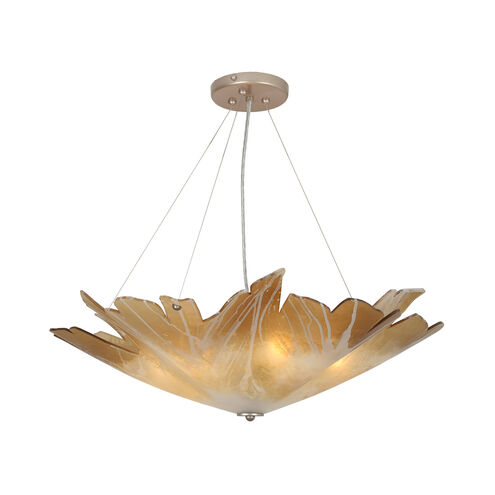 Champagne Leaf 3 Light 30 inch Autumn Wood Silver Chandelier Ceiling Light, Always