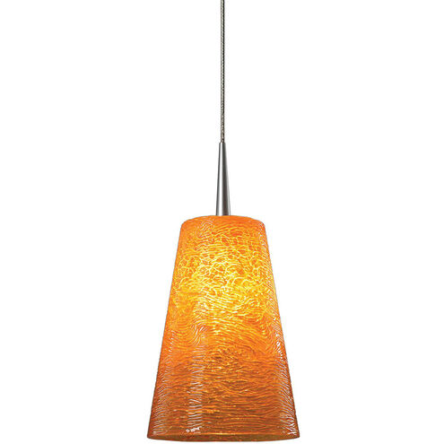 Bling 1 Light 4.8 inch Matte Chrome Pendant Ceiling Light in Amber Glass