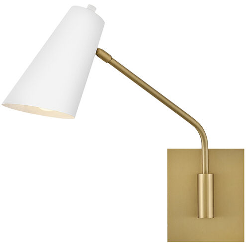 Bray Wall Mount Wall Light in Lacquered Brass with Chalk White
