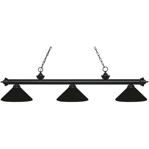 Riviera 3 Light 57.25 inch Matte Black Billiard Ceiling Light in 12.35, Matte Black Steel